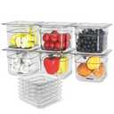 6 Pack Plastic Food Pan with Lid 1/6 Size 4 Inch Deep Restaurant Clear Food Storage Containers with lids Polycarbonate Commercial Hotel Pans for Fruits Vegetables Beans Corns (6 PCS, 4'' Deep)