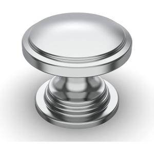 Amerdeco 10 Pack Polished Chrome Cabinet Knobs 1-1/4 Inch(32mm) Single Hole Cabinet Pulls Dresser Knobs Round Drawer Knobs and Pulls for Bathroom Cabinets K0008