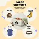 Dog Toy Basket with Lid, Dog Basket for Toys, Dogs Toy Box with Cotton Rope Handles, Collapsible Storage Bins for Pet Toys, Dogs Storage Organizer, Beige&Gray