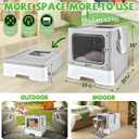 Cat Litter Box with Litter Mat, Foldable Extra Large Free in and Out/One-Way with Lid, Drawer Type Enclosed Kitty Litter Box,Odor Control Anti-Splashing Easy Cleaning (Light Grey)