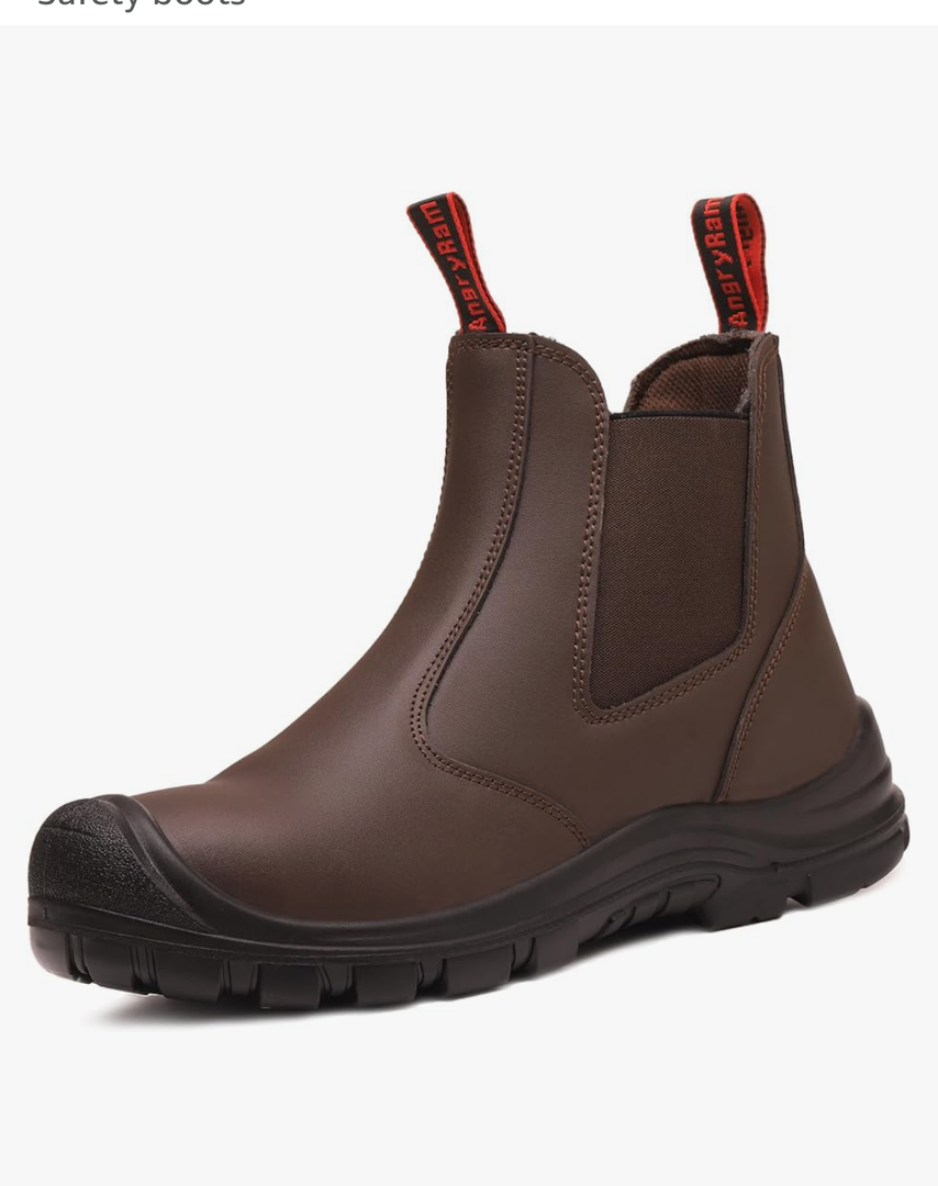 ANGRYRAM Steel Toe Slip on Work Boots for Men Waterproof Chelsea Industrial & Construction Shoes, Lightweight Comfortable Slip Resistant Safety boots Size 9