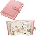 Yiluana Earring Book Organizer, Portable Earring Holder Case Pu Leather Travel Earring Case with Foldable Book Design (Pink)