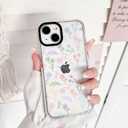 NITITOP Compatible for iPhone 15 Case Cute Flower Floral Clear for Women Girl Ultra Slim Crystal Shockproof Soft TPU Anti-Yellow Protective Phone Cover - Colorful