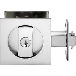 Pocket Door Lock,Privacy Door Hardware Suitable for Bathroom Bedroom etc Recessed 2 Sided, 2 3/8" Backset, Invisible Hardware for 1 3/8 to 2 3/16 Thickness Door (Sliver, Keyed Lock)