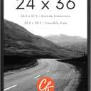 Craig Frames 24x36 Poster Frame  Matte Black 1WB3BK Style, 1 Inch MDF Moulding, Clear Plexiglass Face, Backing Board, Wall Hanging Hardware  Modern Art or Print Display