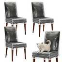 Yuanan 4 Pack Plastic Chair Covers for Dining Chairs, Waterproof Kitchen Chairs Cover Reusable Thickened Soft PVC Seats Protector Adjustable Cat Scratch Chair Slipcover Fits W/21 x D/18 Inch Seats