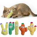 Pawsible Cat Toys for Indoor Cats, 100% Pure Organic Catnip-Filled Toys Without Cotton, Interactive Cactus Kitten Toy for Anxiety Relief, Soft Cute Teething &Chew Toys, 5 Pack