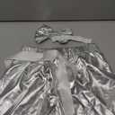 Baby Girls Metallic Shorts Sparkle Shiny Toddler Shorts PU Faux Leather Elastic Waist with Cute Headbands (8 Years, Metallic Rainbow Silver)