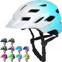 Kids Bike Helmet,Bavilk Kids Boys Girls Bike Helmets with LED Light Detachable Visor Children Youth Teen Multi-Sport for Skating Cycling Scooter Skateboard Adjustable & Lightweight 19.7"-22.4" (Glossy White Blue)