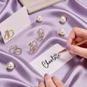 UNIQOOO 24Pcs Decorative Diamond Ring Place Card Holders Bulk, Matching Rings Name Card Holders, for Wedding Engagement Decor, Table Setting, Name Tag, Party Food Labels