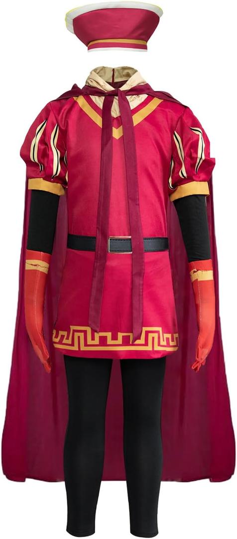 Adult/Kids Lord Costume Role Red Cloak Red Cap Outfit Halloween Cosplay Costume (Small)