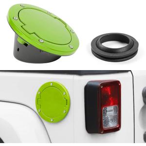 JeCar JK Fuel Filler Cover Gas Cap Aluminum Alloy Gas Tank Door Exterior Accessories for Jeep Wrangler 2007-2018 JK JKU, Green