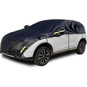 Konnfeir Half Car Cover All Weather Car Body Cover for All Season Sunshade Cover Snow Cover Waterproof 210T Polyester with Cotton (Fit Hatchback)