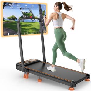 Walking Pad Treadmill with 12% Incline & Dual LED Display, 4 in 1 Walking Pad with Handle Bar, 3.5HP Foldable Under Desk Treadmill, Portable Treadmills for Home 350LBS, 4 Adjustable Incline, RGB Light (9% Incline Low Noise)