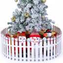 Sasylvia Christmas Fence Decorations Xmas Wooden Picket Fences Xmas Tree Fences Holiday Indoor Fence for Dogs Pets Christmas Tree Garden Grass Lawn Home Decoration (30 PCS, 12 H)