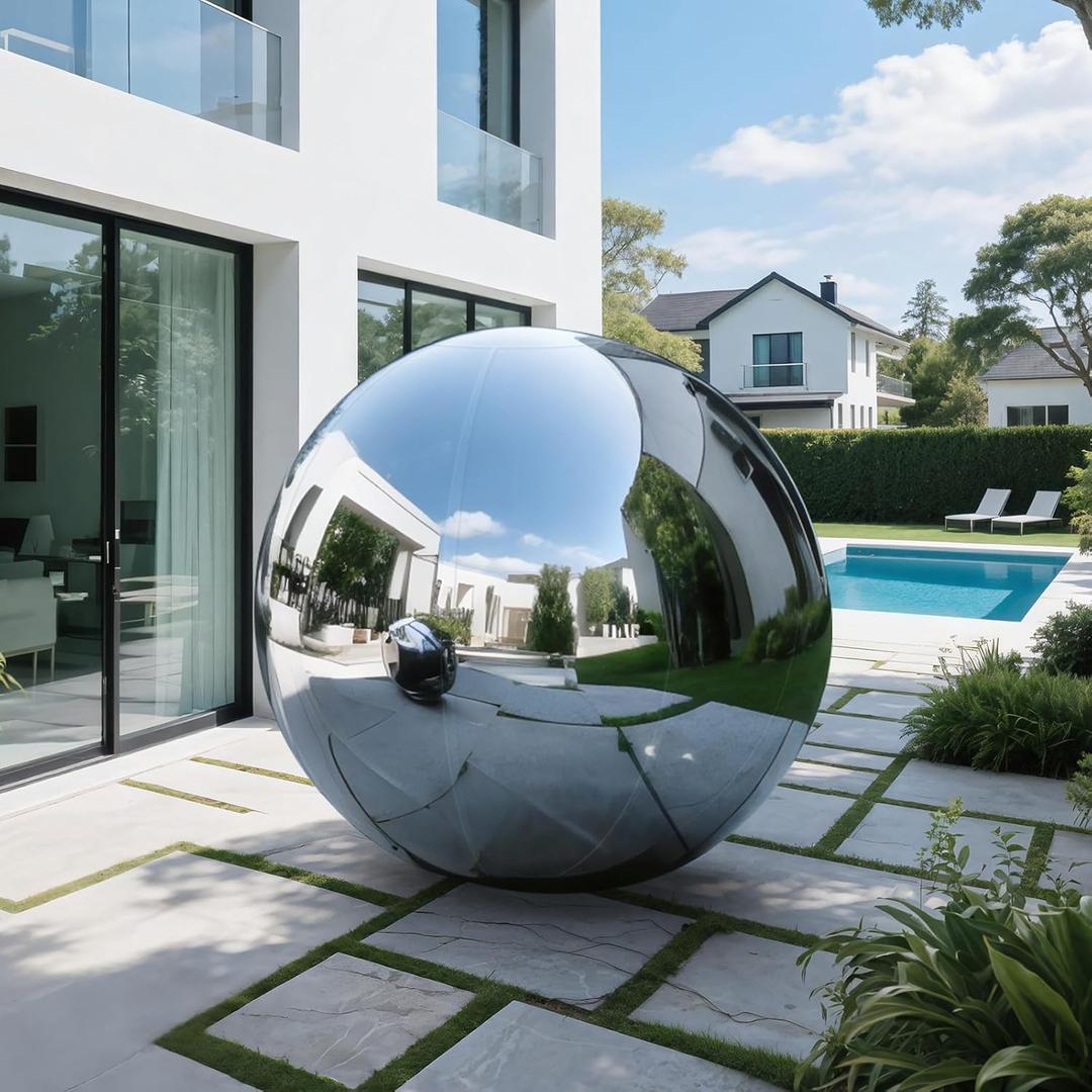 Inflatable Mirror Ball,Reusable Mirror Ball Large Event Decoration PVC Ball for Party,Concerts,Stage,Wedding Decorations - No Pump Included(Silver, 1pcs0.6m)