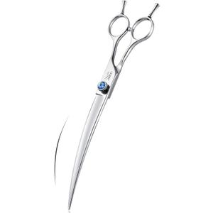 JASON 8" Curved Dog Grooming Scissors Ergonomic Pets Cats Trimming Shears with Offset Handle and a Jewelled Screw for Right Handed Groomers Long Sharp Comfortable Christmas Gift