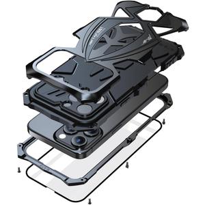Lunivop for iPhone 16 Pro Max Case Heavy Duty Protection Rugged Screw Full Body Military Grade Metal Bumper Rubber with Hard Durable Phone Cases Cover 2024 Black