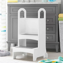 whitmor High-Rise Step-Up - White: Two Step Stool with Handles and Safety Non-Slip Treads and Anti-Tip Feet for Kids and Adults- Quality Learning Furniture  16' W x 31' H x 18'' D