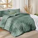 Bedsure Tufted Boho Comforter Set Twin Size - Green Boho Bed Set, GentleSoft 2 Pieces Farmhouse-Style Embroidery Bedding, Gifts for Woman, Soft Jacquard Twin Comforter for All Seasons