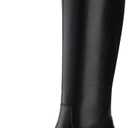 Shoe'N Tale Platform Knee High Boots for Women Block Chunky Heel Round Toe Side Zipper Tall Boots, Size 6