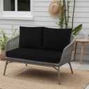 idee-home Outdoor Loveseat Cushions for Patio Furniture, Waterproof Couch Hampton Bay Deep Seat Cushion Replacement Set 46" x 26", Patio Love Seat Sofa Cushions for Porch Garden Chair, Black Pattern