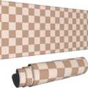 Checkered Large Gaming Mouse Pad for Girl with Anti-Slip Base, Checkerboard Extended XL Mousepad, Desk Mat with Stitched Edges for Desk, 31.5 x 11.8 in, Brown
