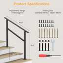 Hand Rails for Outdoor Steps, 2-5 Steps Wrought Iron Handrails for Outdoor Steps, Stair Railing for Porch, Home, Garden, Indoor, Staircase Handrails for Wooden, Cement, Brick, Marble (3 Steps)