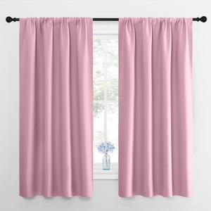 NICETOWN Window Curtains for Bedroom, Rouge Pink, 2 Panels, W42 x L48 -Inch, Home Decoration Thermal Insulated Rod Pocket Blackout Blinds & Drapes for Small Windows