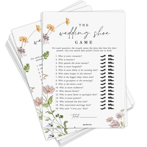 GardenCity Wedding Shoe Game, Fun Bridal Shower Shoe Game, Engagement Party Games, 50 Cards, Floral