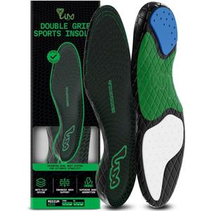LUX Dual Grip Sports Insoles with GripArray - Easily Trimmed to Fit Any Foot Shape - Shock Absorbing Athletic Performance Sport Insoles - Shoe Inserts for Women & Men's Soccer, Running, Basketball (Low S (Men 6.5-8 / WM 8-9.5))
