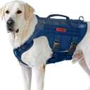 OneTigris Tactical Dog Harness for Small Medium Large Dogs, Mesh Design Service Dog Vest Breathable Military Dogs Molle Vests with Handles, Harness for Walking Hiking Training (Blue, XL)