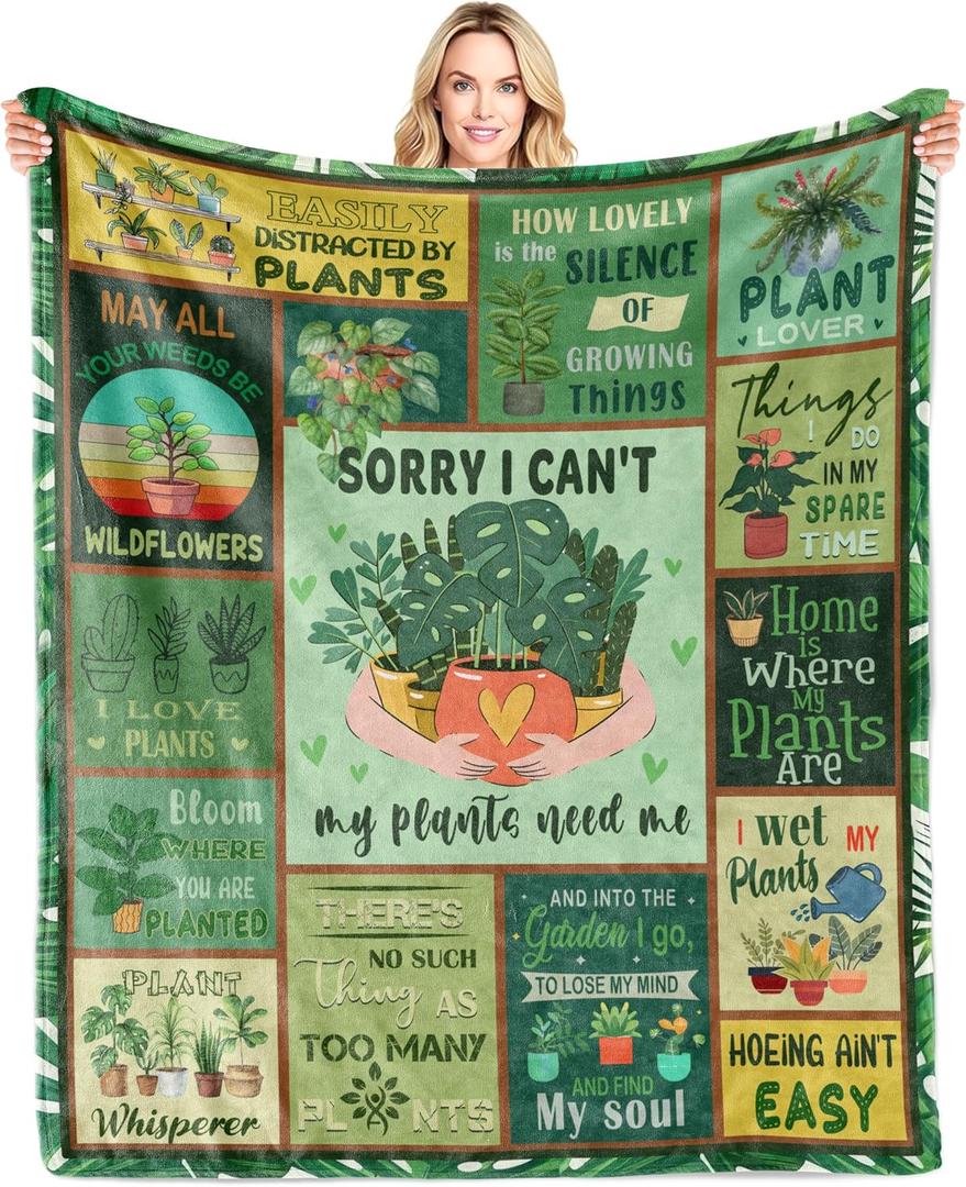 Plant Gifts Blanket, Plant Lover Gifts for Women/Lady/Mom, Gardening Gift for Woman, Garden Gift for Mom Grandma, Gifts for Gardeners Woman Blanket 60"x50"