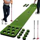 Wekin Indoor Putting Green Mat with 2 Putters, 2 Balls,12 Hole Covers, Golf Training Mat for Party Game, Great Gifts for Men, 10.5 feet x 1.5 feet