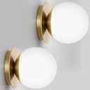 Meybiok 2 Pack Gold Wall Sconces Set of Two,Modern Bathroom Sconces with Milky Globe Glass, Sconces Wall Decor Set of 2 Wall Light for Bathroom Mirror Living Room Hallway (Bulbs not Included)