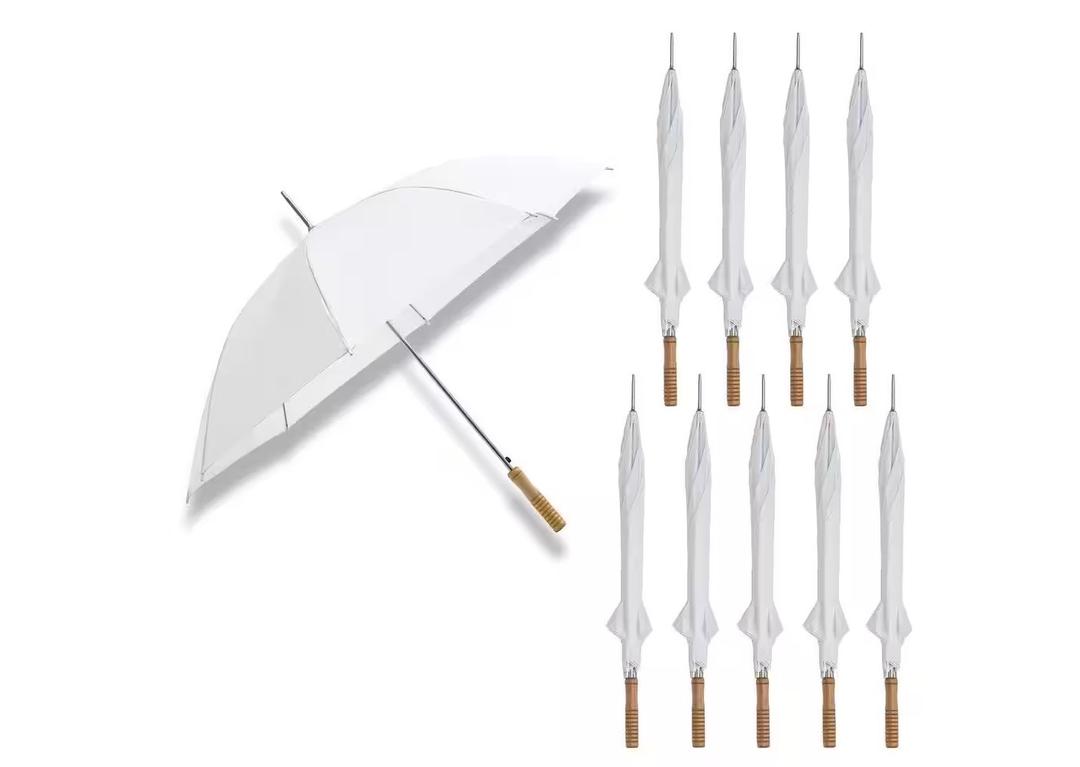 48 in. White Manual Open Wedding Umbrella (10 Pack)