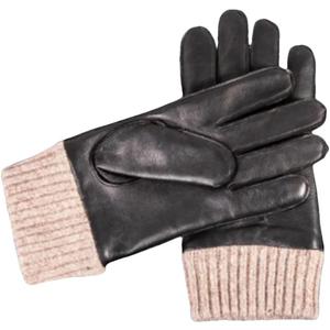 Men's Winter Gloves Ripple Touch Screen Wool Knit Lining Leather Driving Gloves (Large, Black)