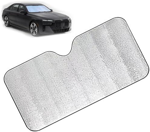 Hugwits Car Windshield Sunshade, Aluminum Foil Double Thickened Sun Visor Cover, High Heat Insulation Car Window Sun Block Protector with Suction Cup Fixed, Universal for Cars SUVs Trucks (Large)