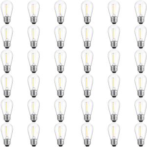 Meconard 36 Pack S14 LED Bulbs for Outdoor String Lights, Shatterproof Replacement Edison Bulbs for Patio String Lights Outdoor Waterproof, Warm White 2200K, Non-Dimmable, E26 Standard Base