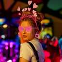 Pink Heart Shape Headband Glitter Sunglasses Sequin Earrings Valentines Day Halloween Cosplay Costume Accessories Set (Pink, XS)