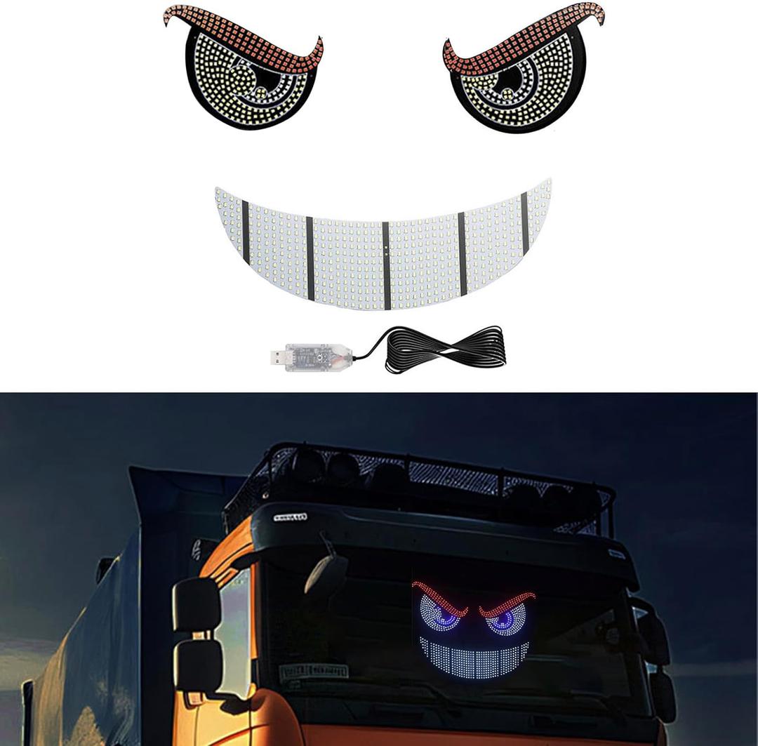 RGB LED Devil Eyes Light for Car, Dynamic LED Lights for Car Windshield, Devil's Eye Strips with One Key Control, USB-Powered for Truck/SUVs (XL-14)