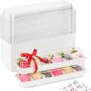 ZORRITA 50 Pack Paper Strawberry Boxes with Clear Lids, 12 x 2.6 x 2 Inches White Long Macaron Boxes for Packaging 5-7 Chocolate Covered Strawberries, Cookies, Cocoa Bombs, Truffles