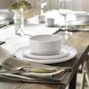 12 Pieces Porcelain Dinnerware Set, Modern Serving Plates and Bowls Sets, Premium White Dishes Set for 4, Chip and Scratch Resistant Dishware Sets Kitchen Dish Dining Ware Tableware Set, White