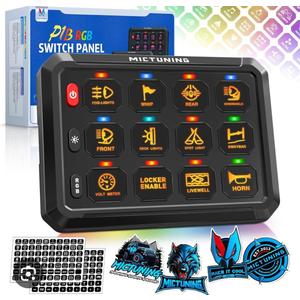 8/12 Gang RGB Switch Panel, Led Touch Switch Remote Control Circuit Box Marine