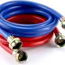 6FT Washer Water Line/Rubber Washing Machine Hoses 6FT,Universal Washing Machine Hose/Washer Water Line for Hot and Cold Water Washer Hoses (2 Packs) with 3/4" Connection Water Supply Lines-by MIFLUS (6foot-Straight)