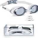 Swim Goggles Shortsighted Swimming Goggles Anti Fog UV Protection Fit for Adult Men Women Youth, No Leaking Tinted Flat Lens (-1.5, Clear)
