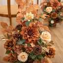 Ling's moment Free-Standing Fall Wedding Aisle Runner Flowers, Brown Orange