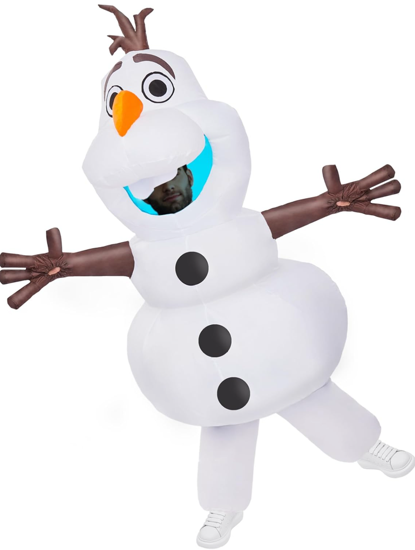 Longteng Olaf Costume Adult Inflatable Costume Men Fancy Dress Halloween Blow Up Suit Cosplay Partym 