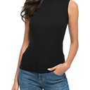 Nasperee Women Sleeveless Mock Turtleneck Tank Tops Slim Fit Stretchy Layer Tee Shirts(Size XL)