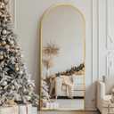 Full Length Mirror, 58"x19" Floor Mirror, Arch Floor Standing Mirror Freestanding Arch Full Body with Stand for Bedroom, Hanging Mounted for Living Room Cloakroom, Gold